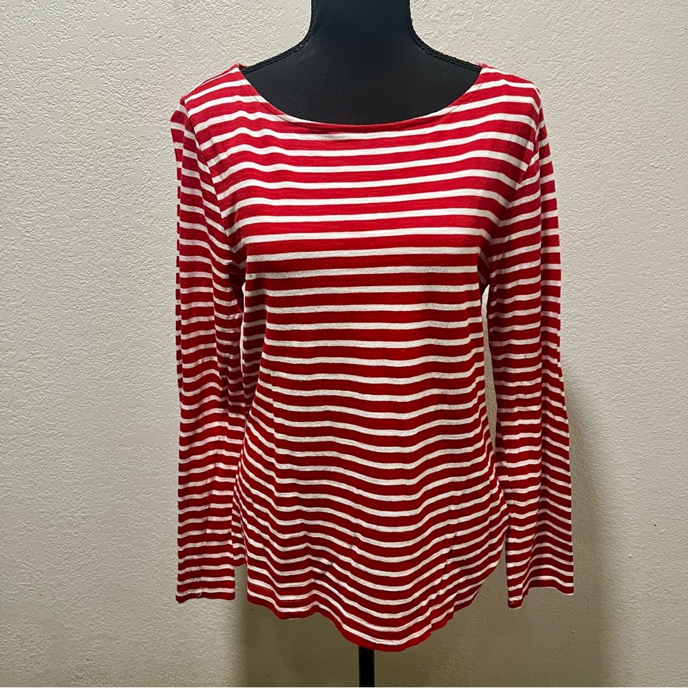 The Signature Tee Classic Red and White Striped Long Sleeve Top